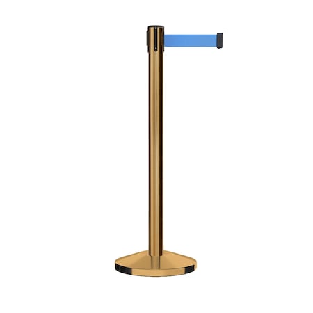 Montour Line Stanchion Belt Barrier Sat.Brass Post 11ft. Lt Blu Belt ES400-SB-LBL-110